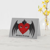 Carte Coeur à ailes gothique mignon de vampire toute (Fleur jaune)