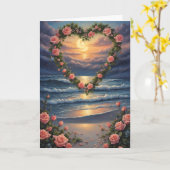 Carte Coeur à la plage Valentine (Fleur jaune)