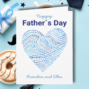 Carte Cœur à points de aquarelle bleue pour la fête des