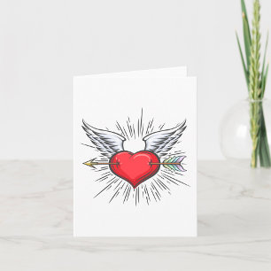 Carte Cœur ailé avec tatouage de flèche