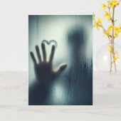 Carte Coeur Anniversaire Sur Verre Humide (Fleur jaune)