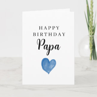 Carte Cœur Aquarelle Bleu Bon Anniversaire Papa