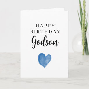 Carte Cœur Aquarelle Bleu Joyeux Anniversaire Filleul
