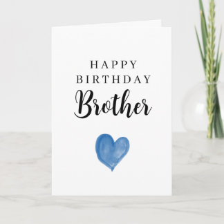 Carte Cœur Aquarelle Bleu Joyeux Anniversaire Frère