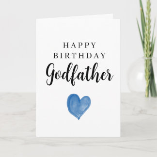Carte Cœur Aquarelle Bleu Joyeux Anniversaire Parrain