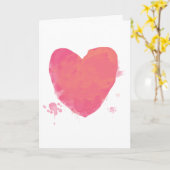 Carte Cœur aquarelle rose (Fleur jaune)