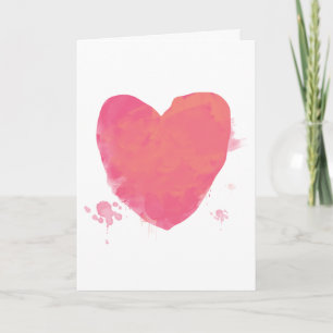 Carte Cœur aquarelle rose