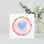 Carte Coeur arc-en-ciel aquarelle (Debout devant)