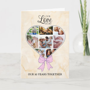 Carte Coeur avec arc rose photo annivesaire