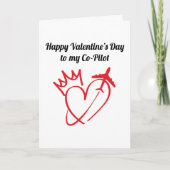 Carte Coeur avec couronne et avion volant, simple, moder (Devant)