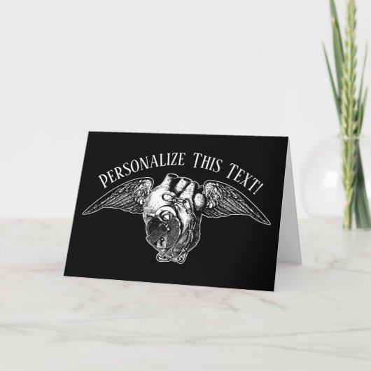 Carte Coeur avec verrous et ailes (Devant)