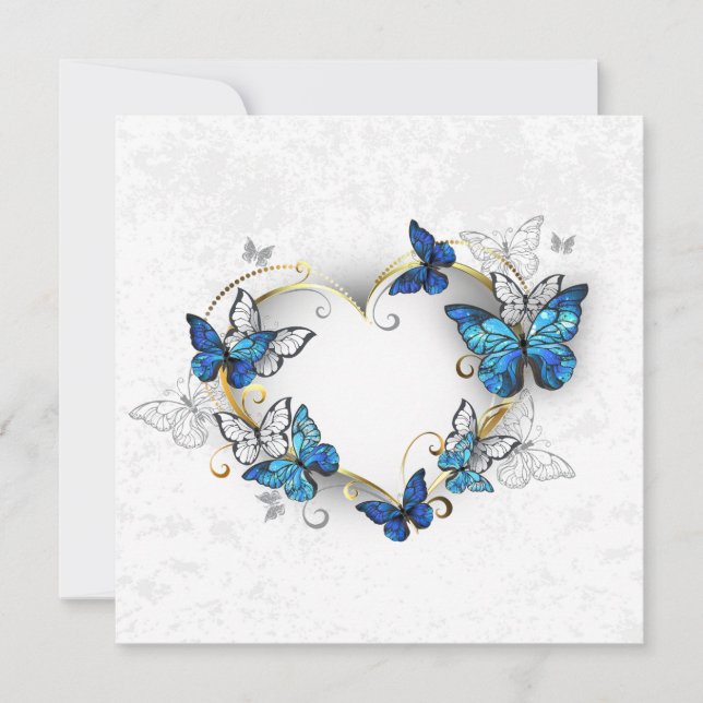 Carte Coeur bijoux avec papillons Morpho (Devant)