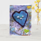 carte coeur bleue (Fleur jaune)