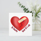 Carte Coeur brisé guéri avec patch et citation de vie (Debout devant)