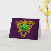 Carte COEUR CELTIQUE DE SAINT PATRICK, violet, orange (Fleur jaune)