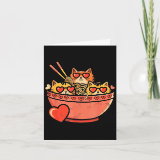 Carte Cœur, chats, nouilles ramen, Saint-Valentin 