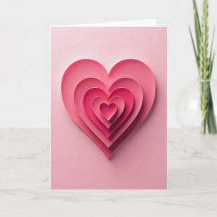 Carte cœur d'amour à couches roses