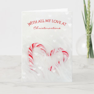 Carte Cœur d'amour de canne à sucre de Noël