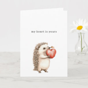 Carte Cœur d'amour de hérisson doux