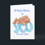 Carte Coeur d'amour de l'ours de nounours I vous<br><div class="desc">L'ours de nounours est caressant ou étreignant le mot vous.  Je t'aime</div>