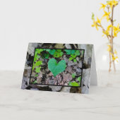 Carte Coeur d'amour feuille (vide à l'intérieur) (Fleur jaune)