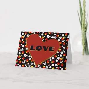 Carte Cœur d'amour floral amusant en rouge pour la Saint