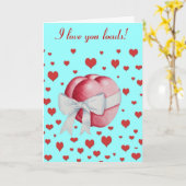 Carte coeur d'amour rouge avec arc blanc romantique (Fleur jaune)