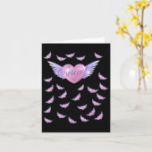 Carte Cœur d'ange avec des ailes  (Fleur jaune)