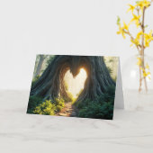 Carte Coeur dans le tronc d'arbre penser à vous (Fleur jaune)