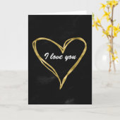 Carte Coeur d'aquarelle noir et or (Fleur jaune)