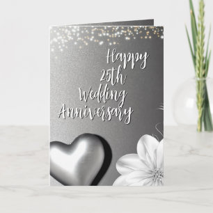 Carte Coeur d'argent moderne 25e anniversaire Mariage