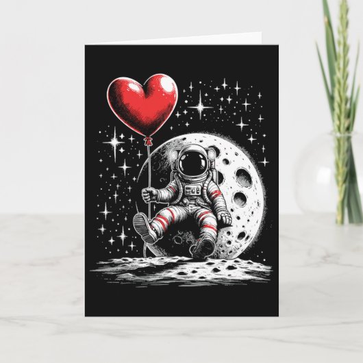 Carte Cœur d'astronaute spatial Bylloon Saint-Valentin (Devant)