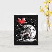 Carte Cœur d'astronaute spatial Lloon Saint-Valentin (Fleur jaune)