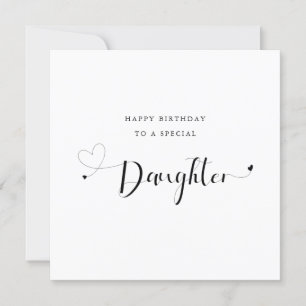Carte coeur de calligraphie moderne Fille Anniversaire