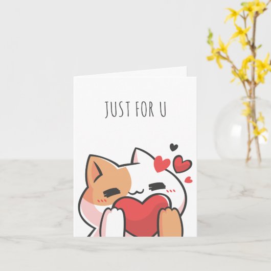 Carte Coeur de chat mignon (Fleur jaune)