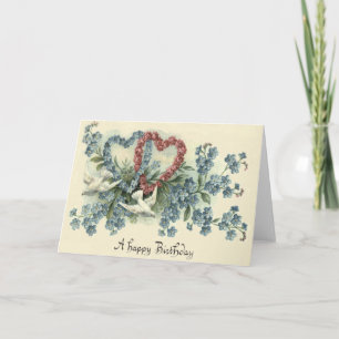 Carte Cœur de colombe Ne m'oubliez pas Rose