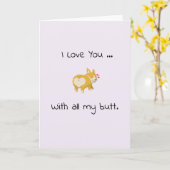 Carte cœur de cul de corgi mignon je t'aime drôle (Fleur jaune)