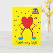 Carte Coeur de danse blanc (Fleur jaune)