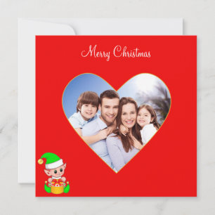 Carte Cœur de famille personnalisé et Noël de lutin mign