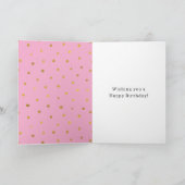 Carte Cœur de fête d'anniversaire à points dorés roses (Intérieur)