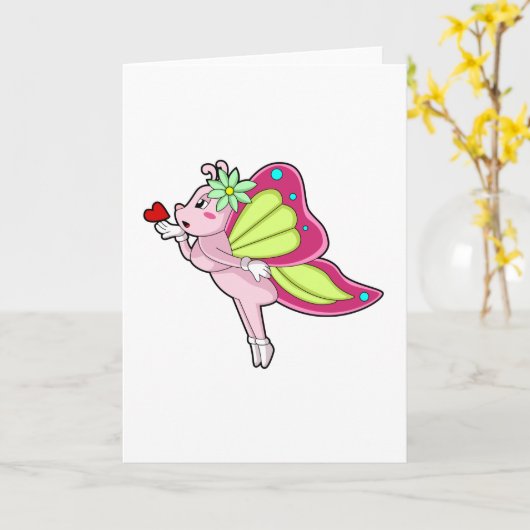 Carte Cœur de Fleur de Papillon (Fleur jaune)