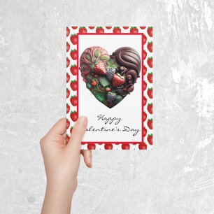 Carte Cœur de fraise au chocolat pour la Saint-Valentin