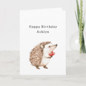 Carte Cœur de hérisson mignon d'anniversaire (Devant)