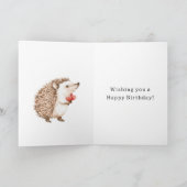 Carte Cœur de hérisson mignon d'anniversaire (Intérieur)