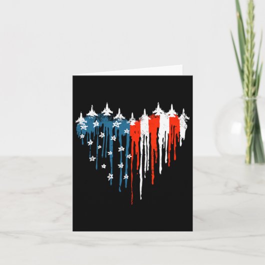 Carte Coeur de l'avion Rouge Blanc Bleu Drapeau Américai (Devant)