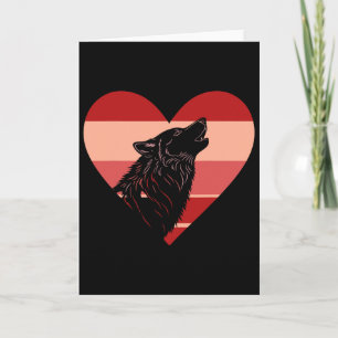 Carte Cœur de loup rétro Saint-Valentin Loups Femmes Hom