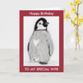 CARTE CŒUR DE MANCHOT ANNIVERSAIRE POUR N'IMPORTE QUI !  (Fleur jaune)