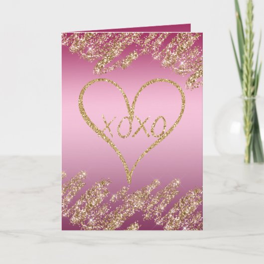 Carte Coeur de Parties scintillant en or rose Ombre (Devant)
