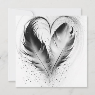 Carte Coeur de plumes - Noir & Blanc