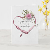 Carte Coeur de ruban avec Rose et Ivy (Fleur jaune)